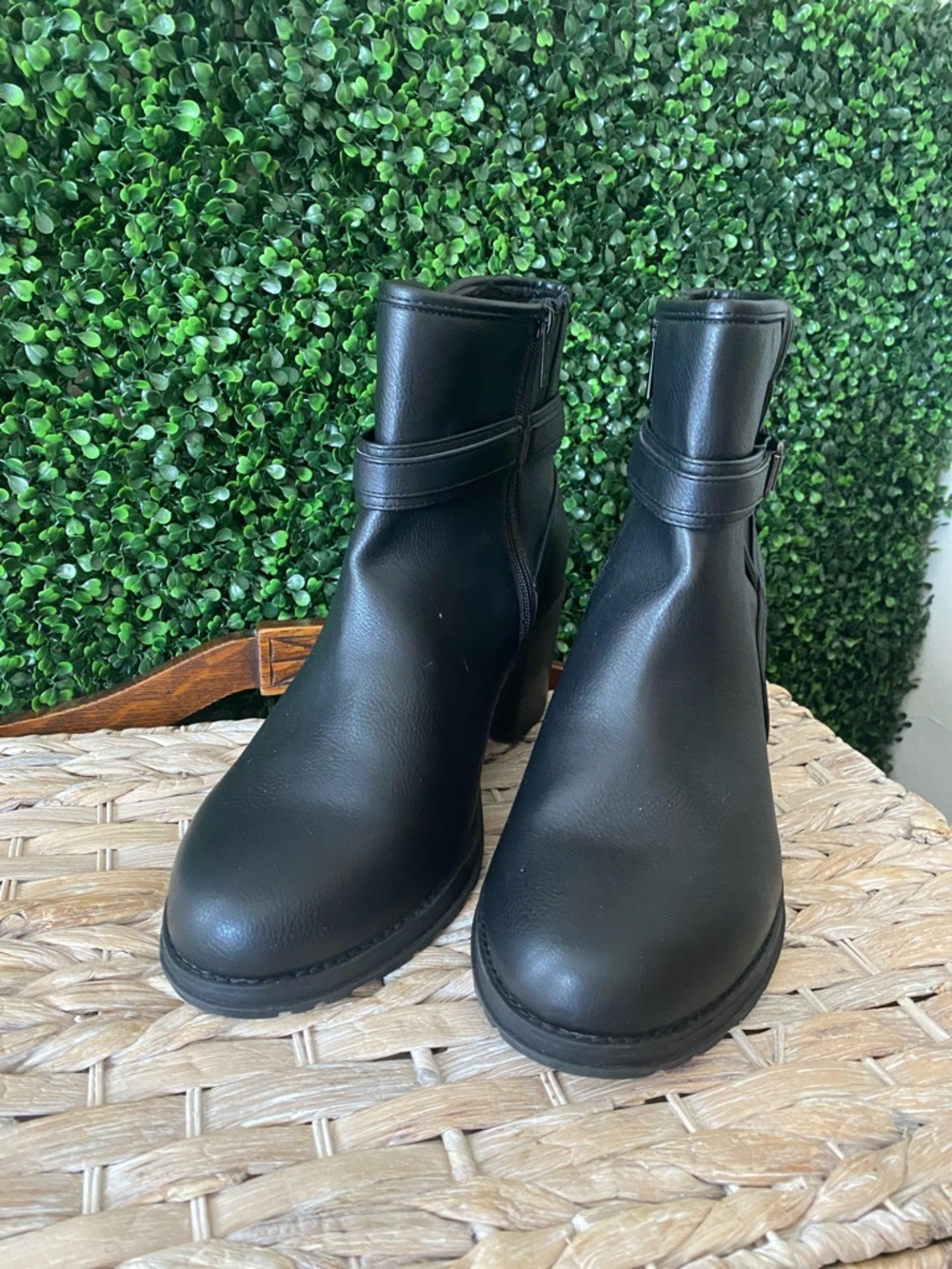 torrid Black Vegan Leather Ankle Booties with Strap
